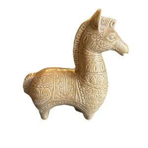 Vintage Horse Zebra Bitossi MCM PJ 6.5" Ceramic  Statue Figurine Boho Decor